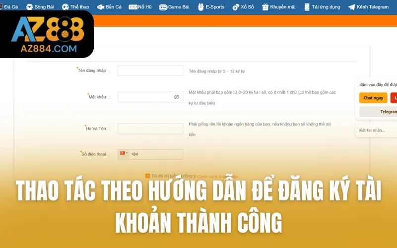 Hãy thao tác theo hướng dẫn để đăng ký tài khoản thành công